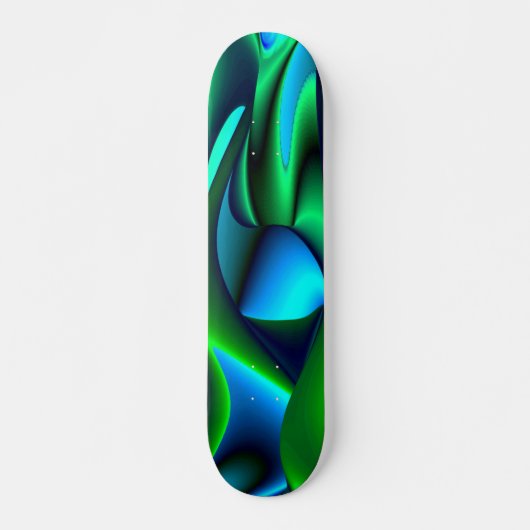 Skateboard Abstrait en bleu vert noir (Devant)