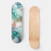 Skateboard Abstrait en rose, sarcelle, bleu et or (Recto)