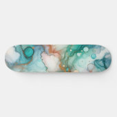 Skateboard Abstrait en rose, sarcelle, bleu et or (Horz)