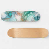 Skateboard Abstrait en rose, sarcelle, bleu et or (Horz)