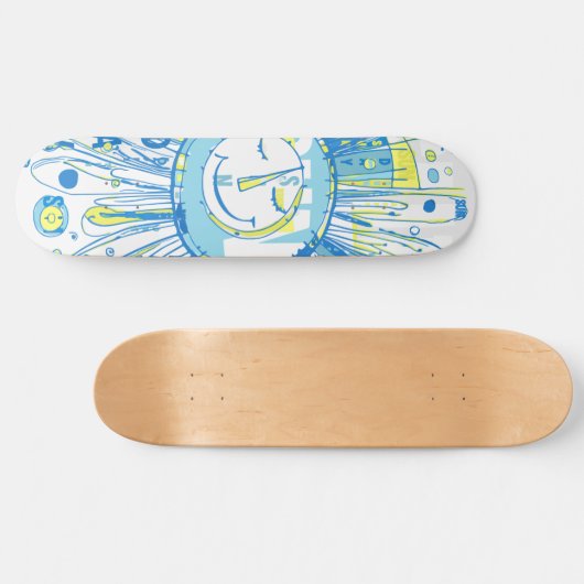 Skateboard Abstrait Happy Whimsical Sun Word Art (Horz)