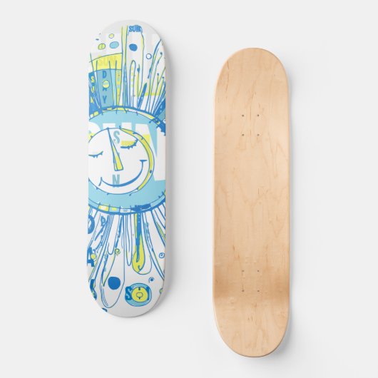 Skateboard Abstrait Happy Whimsical Sun Word Art (Recto)