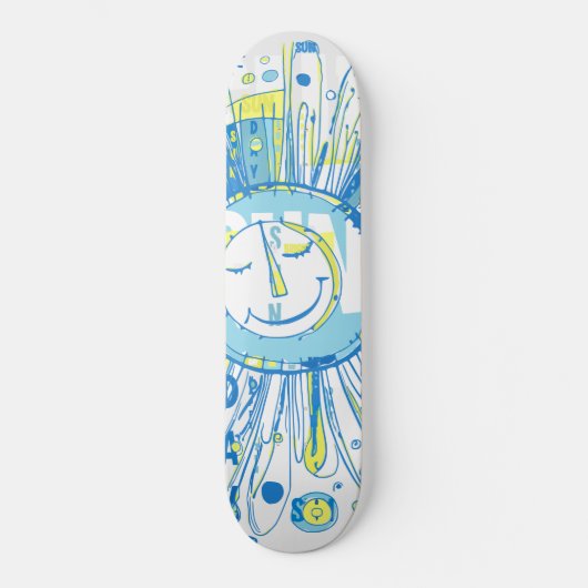 Skateboard Abstrait Happy Whimsical Sun Word Art (Recto)
