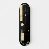 Skateboard Abstrait moderne noir et or (Devant)