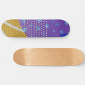 Skateboard Abstrait moderne violet jaune et points (Horz)