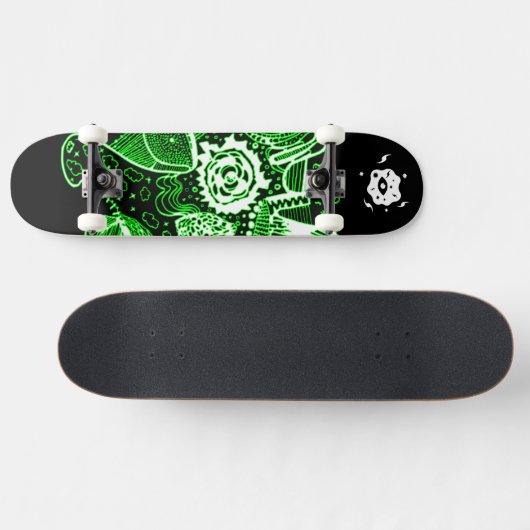 Skateboard Abstrait noir vert blanc (Horz)