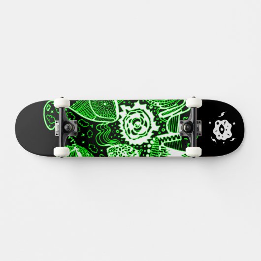Skateboard Abstrait noir vert blanc (Horz)