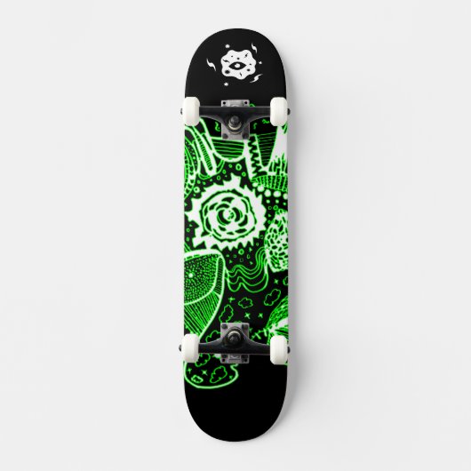 Skateboard Abstrait noir vert blanc (Recto)