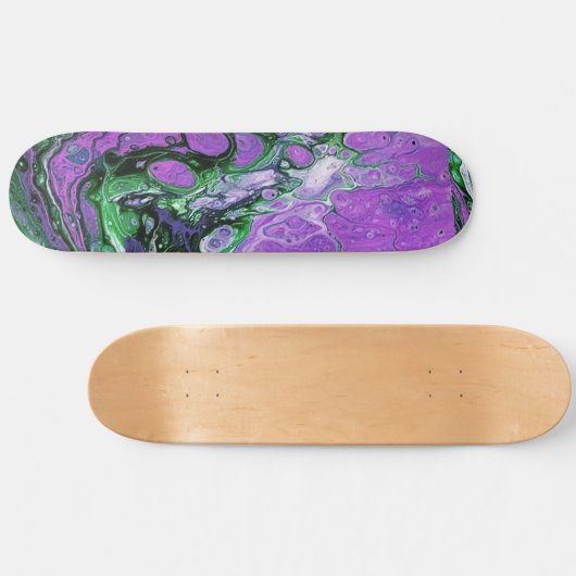 Skateboard Abstrait pourpre et vert (Horz)