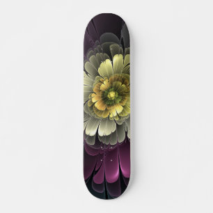 Skateboard Abstrait Purpur moderne Khaki Gris Fleur fractale 