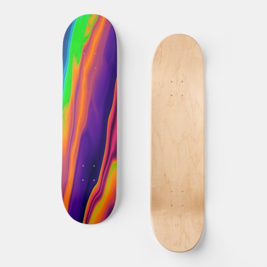 Skateboard Abstrait Rainbow Holographic Iridescente Motif (Recto)