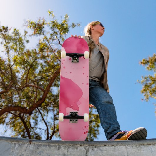 Skateboard Abstrait rose sur rose (Extérieur 1)