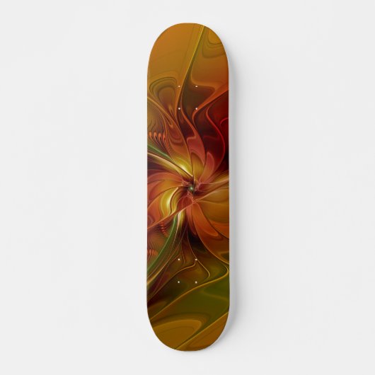 Skateboard Abstrait Rouge Orange Brown Vert Fractal Art Flowe (Devant)