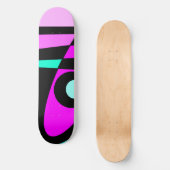 Skateboard Abstrait Surf Turquoise Hot rose jaune noir (Recto)
