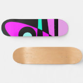 Skateboard Abstrait Surf Turquoise Hot rose jaune noir (Horz)
