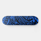 Skateboard Abstrait Tribal Noir Et Bleu (Horz)