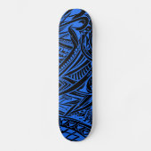 Skateboard Abstrait Tribal Noir Et Bleu (Recto)