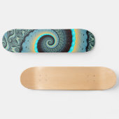 Skateboard Abstraite spirale d'art fractal bleu turquoise ora (Horz)