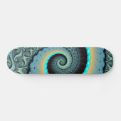 Skateboard Abstraite spirale d'art fractal bleu turquoise ora (Horz)