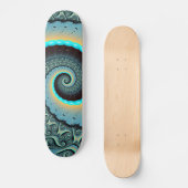 Skateboard Abstraite spirale d'art fractal bleu turquoise ora (Recto)
