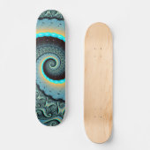 Skateboard Abstraite spirale d'art fractal bleu turquoise ora (Recto)