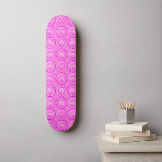 Skateboard Accent Cercles Fleurs Arrière - plans rose Anniver (Art mural)