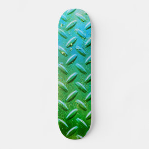 Skateboard Acier en tôle de diamant vert et bleu