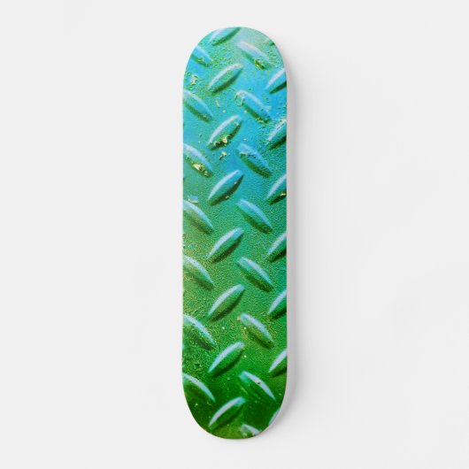 Skateboard Acier en tôle de diamant vert et bleu (Recto)