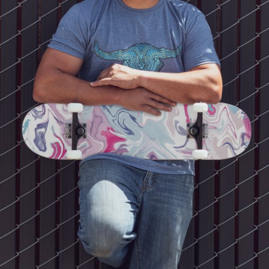 Skateboard Acrylique liquide rose et bleu (Extérieur 3)