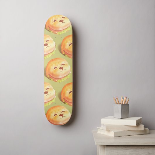 Skateboard Adorable Motif de hamburger visage chien (Art mural)