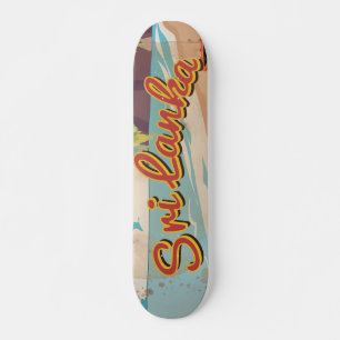 Skateboard Affiche de voyage de vacances vintage au Sri Lanka