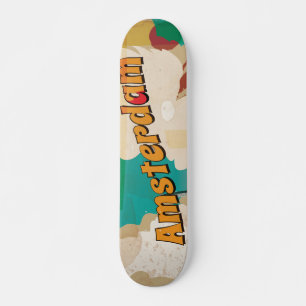 Skateboard Affiche de voyage vintage d'Amsterdam