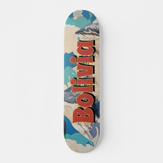 Skateboard Affiche Vintage voyage de Bolivie (Devant)
