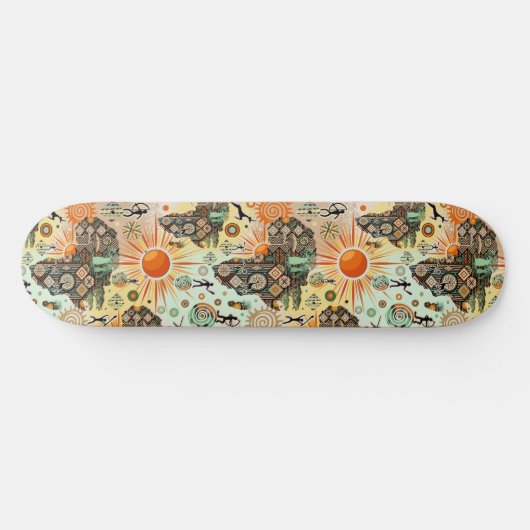 Skateboard Africa Map Decorative Tribal Elements Pattern (Horz)