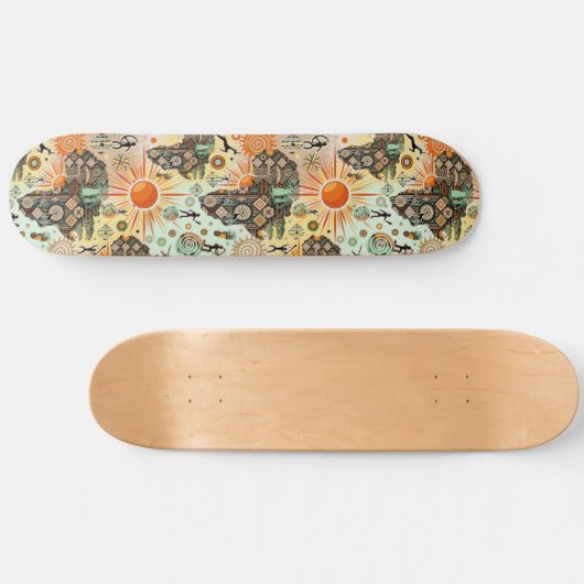 Skateboard Africa Map Decorative Tribal Elements Pattern (Horz)