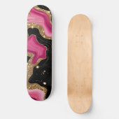 Skateboard Agate dorée noire et rose (Recto)