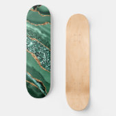 Skateboard Agate Green Parties scintillant or marbre pierre d (Recto)