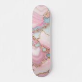 Skateboard Agate Marble Moderne Blue Rose Gold Collection (Devant)