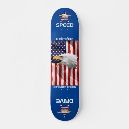 Skateboard Aigle Brave, Drapeau Américain, Patriotique (Devant)