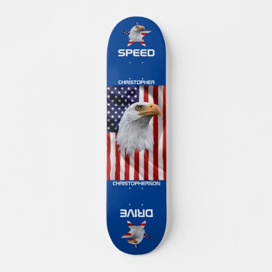 Skateboard Aigle, Drapeau Américain, Patriotique (Devant)