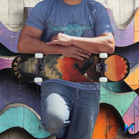 Skateboard Aigle majestueux au coucher du soleil sur la riviè