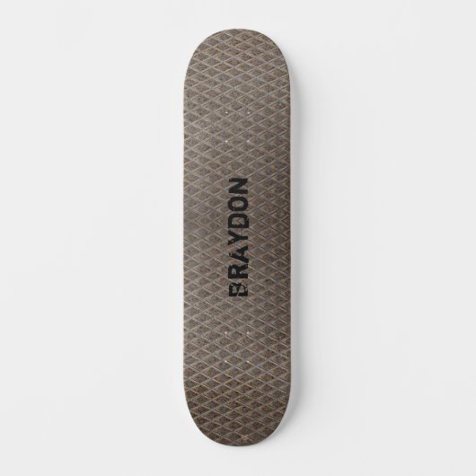 Skateboard Ajouter le nom initial Gris Brown Checker Plate Lo (Recto)