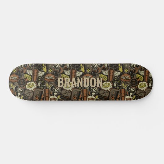 Skateboard Ajouter le nom Initial, Gym Life Collage Brown (Horz)