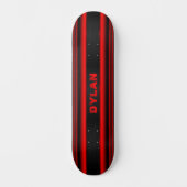Skateboard Ajouter le nom Initiales Red Stripes Black Texture (Recto)