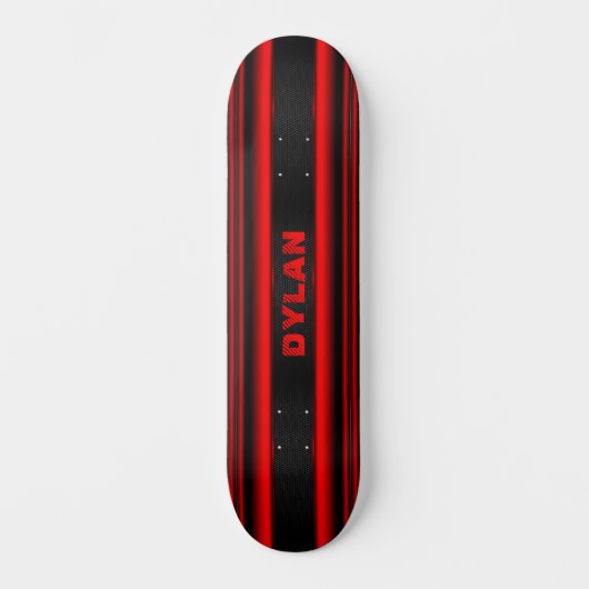 Skateboard Ajouter le nom Initiales Red Stripes Black Texture (Recto)