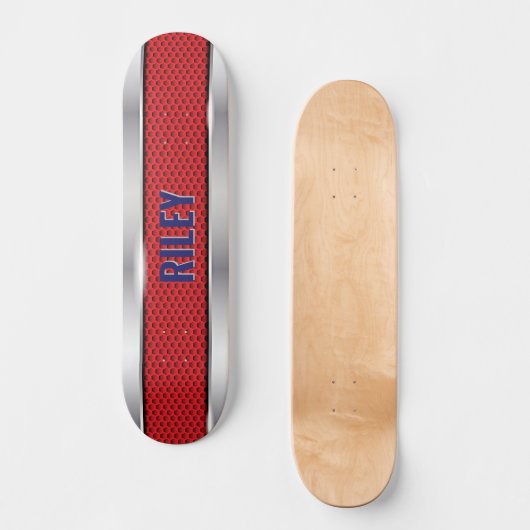 Skateboard Ajouter le nom Initiales, Rouge avec apparence en  (Recto)