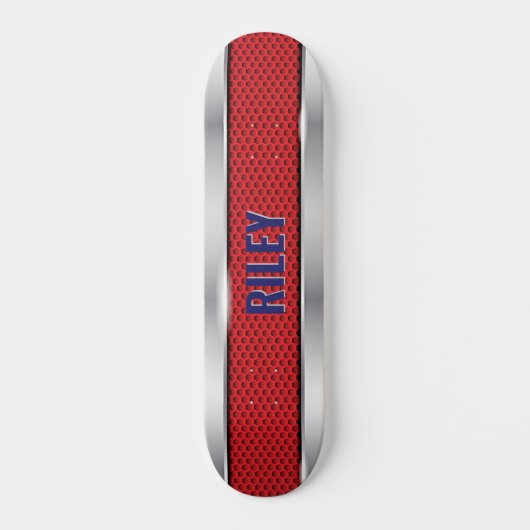 Skateboard Ajouter le nom Initiales, Rouge avec apparence en  (Recto)