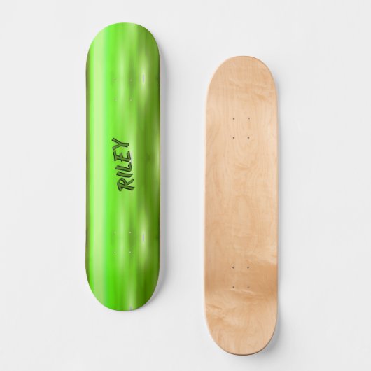 Skateboard Ajouter le nom Initiales vert clair effet métal br (Recto)