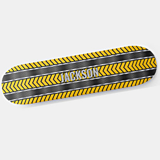 Skateboard Ajouter Nom Initiales, Argent Jaune Flèches Noires