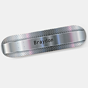 Skateboard Ajouter Nom, Initiales, Metal Shine Checkerplate L